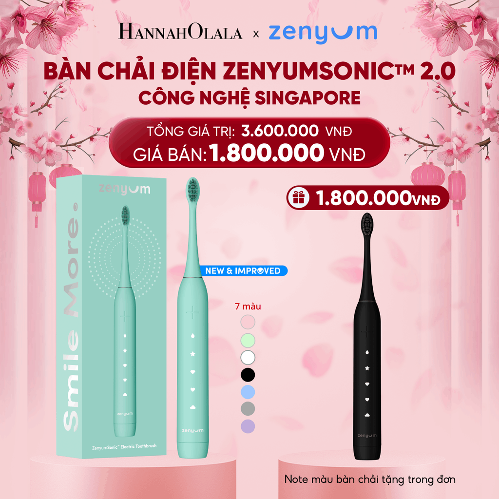  DEAL 2: [MUA 1 TẶNG 1] BÀN CHẢI ĐIỆN ZENYUM SONIC 2.0 - CÔNG NGHỆ SINGAPORE (NOTE MÀU BÀN CHẢI TẶNG TRONG ĐƠN) 