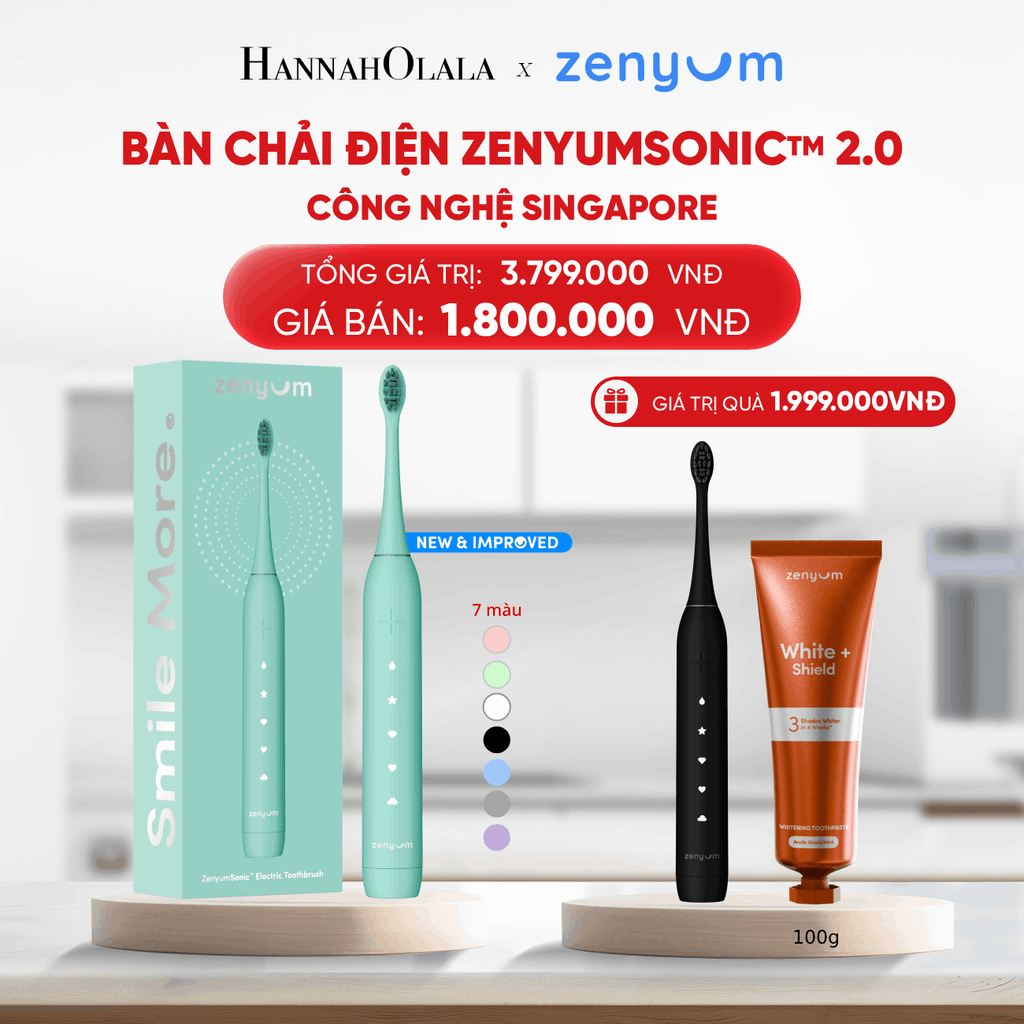  DEAL 2: [MUA 1 TẶNG 1] BÀN CHẢI ĐIỆN ZENYUM SONIC 2.0 - CÔNG NGHỆ SINGAPORE (Note màu bàn chải tặng trong đơn) 