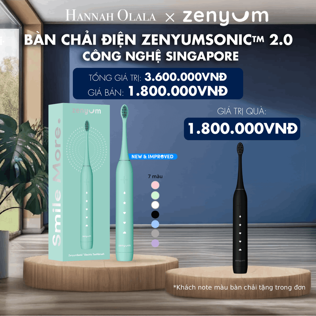  M176_DEAL 2: [MUA 1 TẶNG 1] BÀN CHẢI ĐIỆN ZENYUM SONIC 2.0 - CÔNG NGHỆ SINGAPORE (Note màu bàn chải tặng trong đơn) 