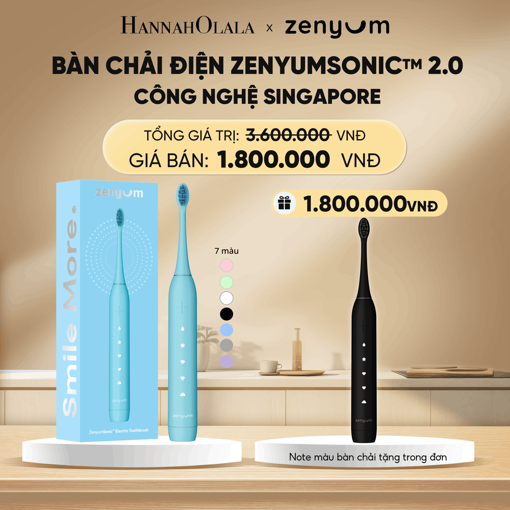  DEAL 2: [MUA 1 TẶNG 1] BÀN CHẢI ĐIỆN ZENYUM SONIC 2.0 - CÔNG NGHỆ SINGAPORE (NOTE MÀU BÀN CHẢI TẶNG TRONG ĐƠN) 