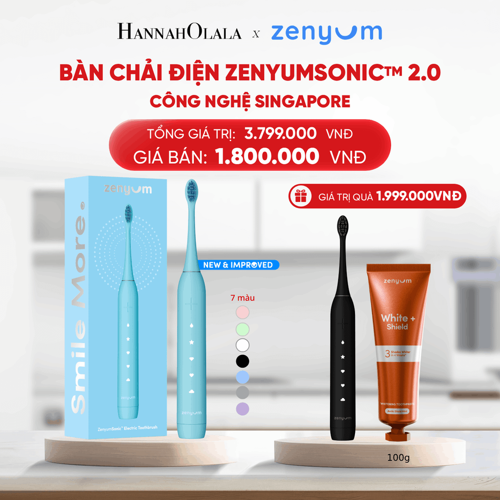  DEAL 2: [MUA 1 TẶNG 1] BÀN CHẢI ĐIỆN ZENYUM SONIC 2.0 - CÔNG NGHỆ SINGAPORE (Note màu bàn chải tặng trong đơn) 