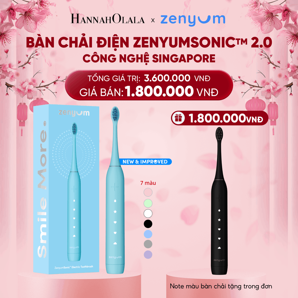  DEAL 2: [MUA 1 TẶNG 1] BÀN CHẢI ĐIỆN ZENYUM SONIC 2.0 - CÔNG NGHỆ SINGAPORE (NOTE MÀU BÀN CHẢI TẶNG TRONG ĐƠN) 