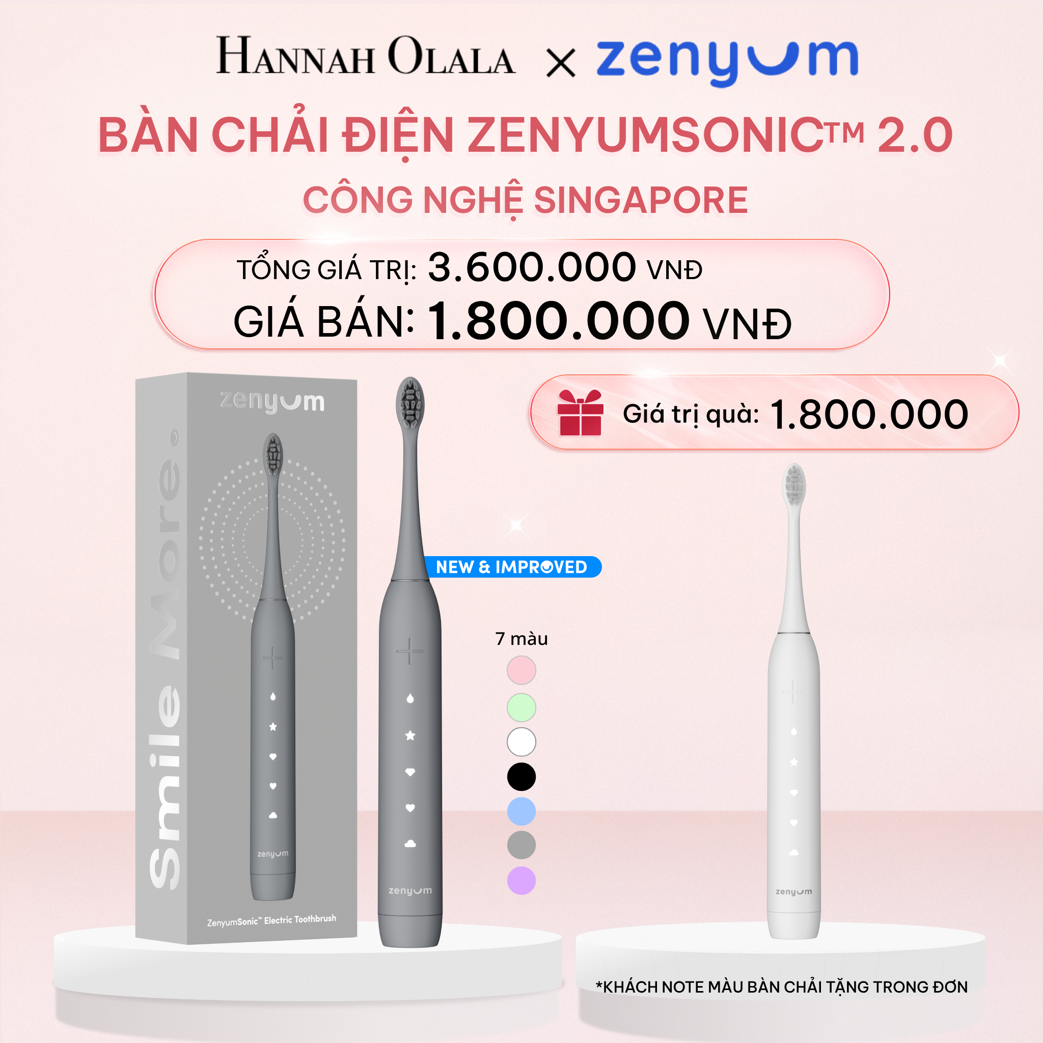  E949_DEAL 2: [MUA 1 TẶNG 1] BÀN CHẢI ĐIỆN ZENYUM SONIC MỚI 2.0 - CÔNG NGHỆ SINGAPORE 