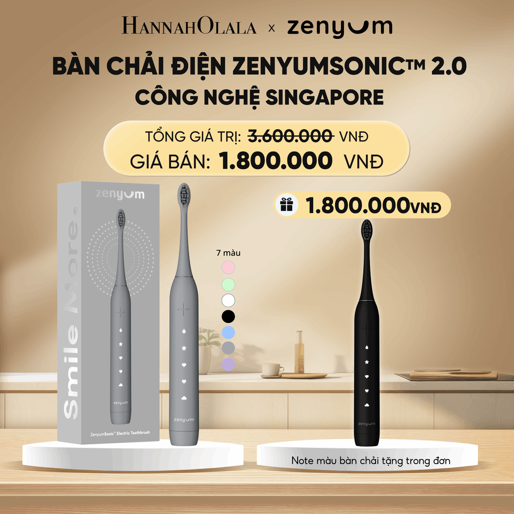  DEAL 2: [MUA 1 TẶNG 1] BÀN CHẢI ĐIỆN ZENYUM SONIC 2.0 - CÔNG NGHỆ SINGAPORE (NOTE MÀU BÀN CHẢI TẶNG TRONG ĐƠN) 