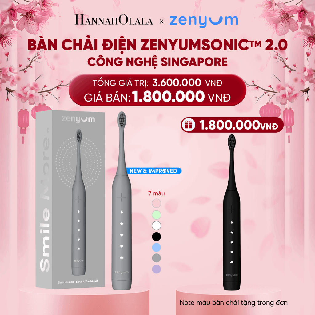  DEAL 2: [MUA 1 TẶNG 1] BÀN CHẢI ĐIỆN ZENYUM SONIC 2.0 - CÔNG NGHỆ SINGAPORE (NOTE MÀU BÀN CHẢI TẶNG TRONG ĐƠN) 