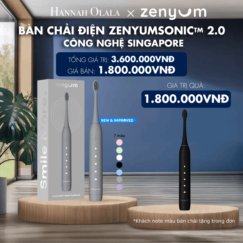  M176_DEAL 2: [MUA 1 TẶNG 1] BÀN CHẢI ĐIỆN ZENYUM SONIC 2.0 - CÔNG NGHỆ SINGAPORE (Note màu bàn chải tặng trong đơn) 