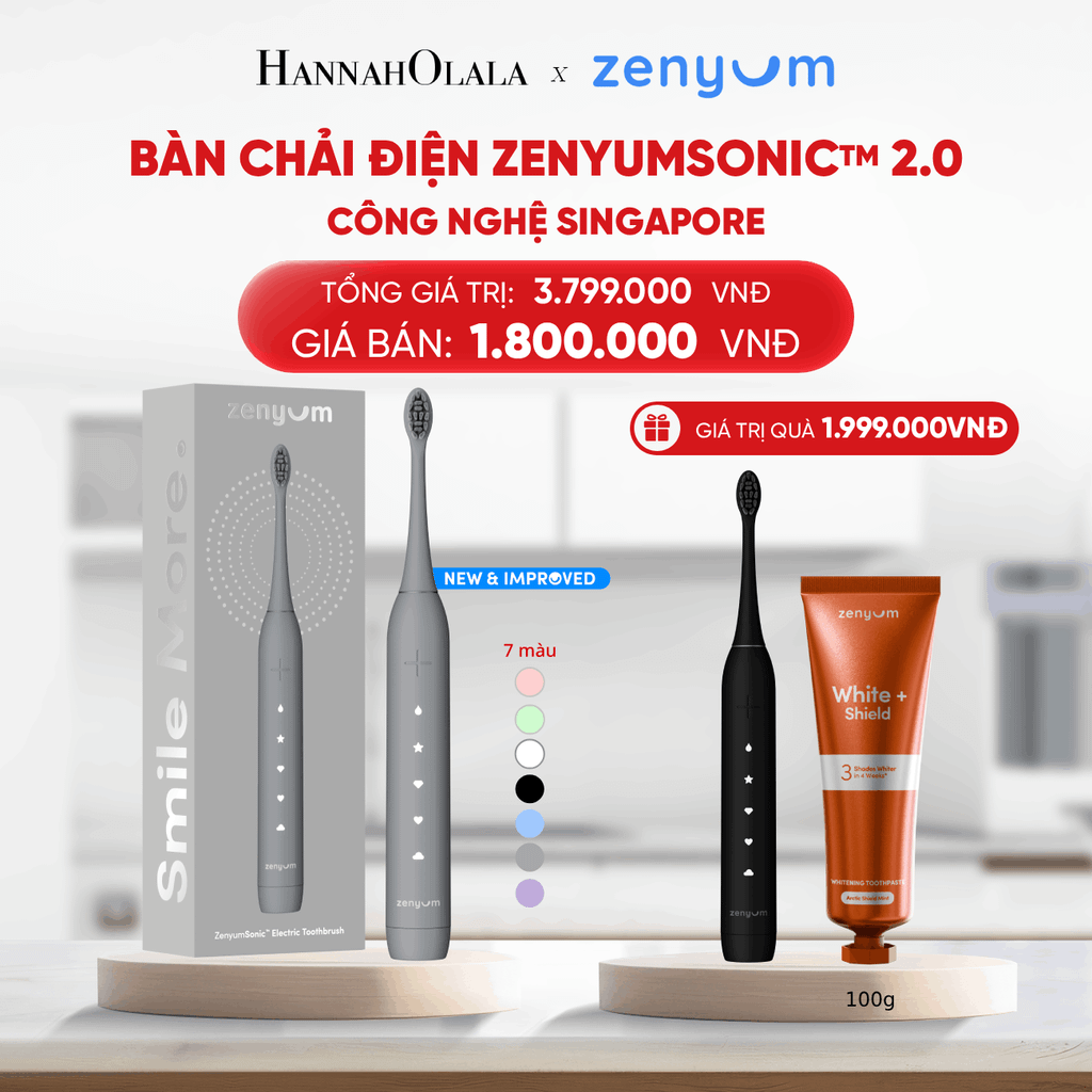  DEAL 2: [MUA 1 TẶNG 1] BÀN CHẢI ĐIỆN ZENYUM SONIC 2.0 - CÔNG NGHỆ SINGAPORE (Note màu bàn chải tặng trong đơn) 