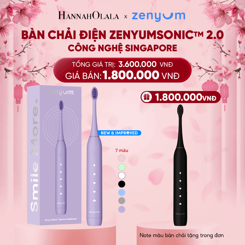  DEAL 2: [MUA 1 TẶNG 1] BÀN CHẢI ĐIỆN ZENYUM SONIC 2.0 - CÔNG NGHỆ SINGAPORE (NOTE MÀU BÀN CHẢI TẶNG TRONG ĐƠN) 