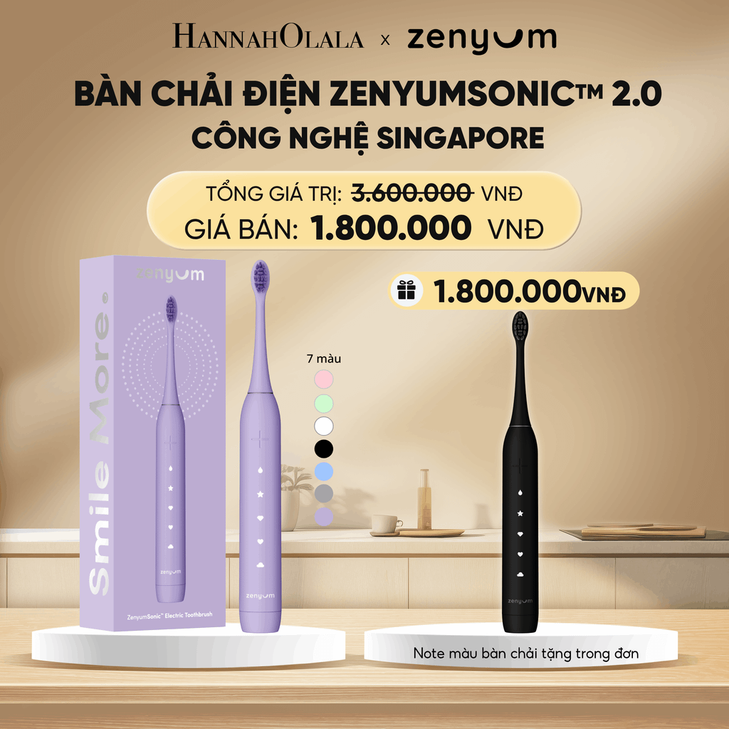  DEAL 2: [MUA 1 TẶNG 1] BÀN CHẢI ĐIỆN ZENYUM SONIC 2.0 - CÔNG NGHỆ SINGAPORE (NOTE MÀU BÀN CHẢI TẶNG TRONG ĐƠN) 