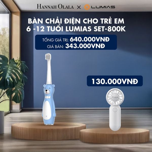  BÀN CHẢI ĐIỆN CHO TRẺ EM 6-12 TUỔI LUMIAS SET-800K - DEAL 3 - H118 