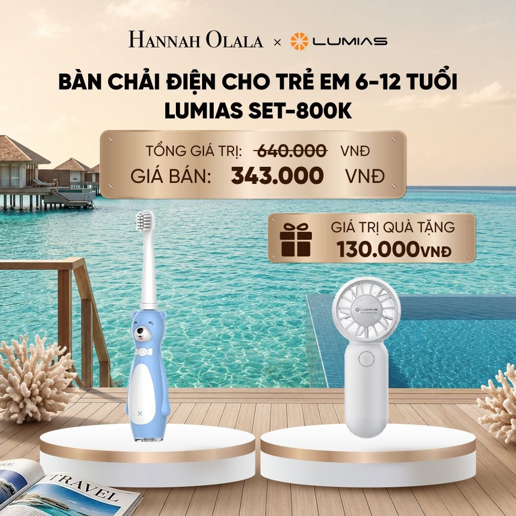  BÀN CHẢI ĐIỆN CHO TRẺ EM 6-12 TUỔI LUMIAS SET-800K - DEAL 3_ D1830 
