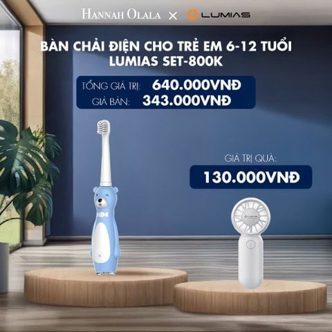  BÀN CHẢI ĐIỆN CHO TRẺ EM 6-12 TUỔI LUMIAS SET-800K - DEAL 3 - H183 