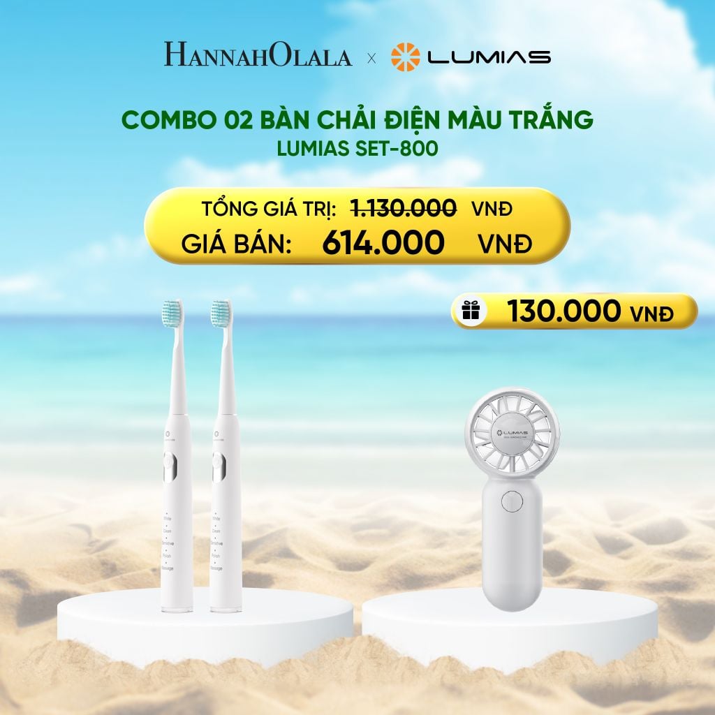  DEAL 3: COMBO 02 BÀN CHẢI ĐIỆN MÀU TRẮNG LUMIAS SET-800 