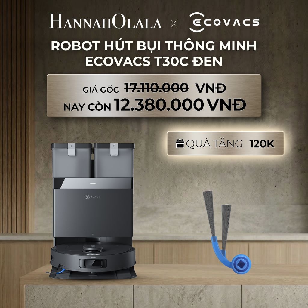  DEAL 3: ROBOT HÚT BỤI THÔNG MINH ECOVACS T30C ĐEN 