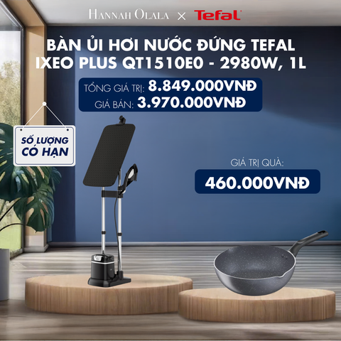  DEAL 3.2 BACKUP: BÀN ỦI HƠI NƯỚC ĐỨNG TEFAL IXEO PLUS QT1510E0 - 2980W, 1L 