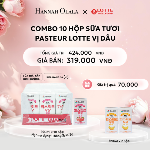  E321: DEAL 6: SỮA TƯƠI PASTEUR VỊ DÂU HẠNG 1A LOTTE 10 HỘP (190ml/hộp) 