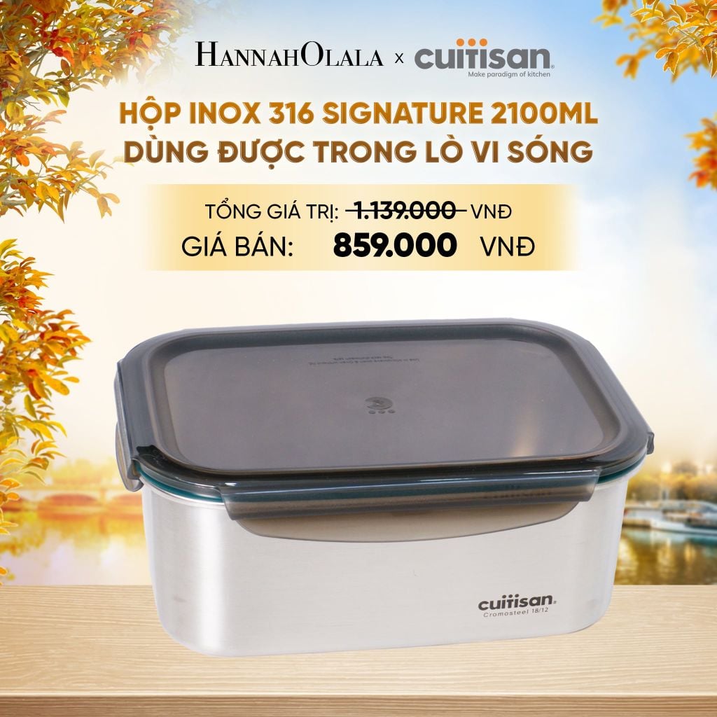  HỘP INOX 316 CAO CẤP CUITISAN SIGNATURE DÙNG ĐƯỢC TRONG LÒ VI SÓNG - DEAL 3 - E1643 