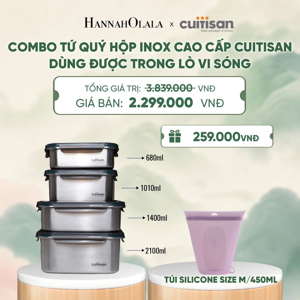  HỘP INOX 316 CAO CẤP CUITISAN SIGNATURE DÙNG ĐƯỢC TRONG LÒ VI SÓNG - DEAL 3 - A2132 