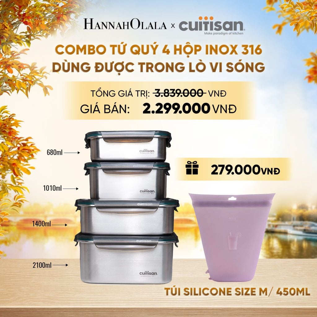  HỘP INOX 316 CAO CẤP CUITISAN SIGNATURE DÙNG ĐƯỢC TRONG LÒ VI SÓNG - DEAL 3 - E1643 