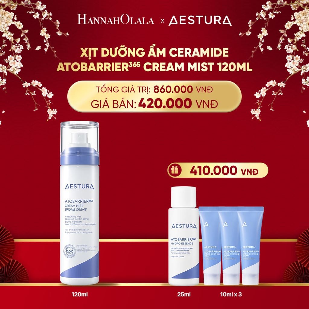  DEAL 2: XỊT DƯỠNG ẨM CERAMIDE AESTURA ATOBARRIER365 CREAM MIST 120ML 