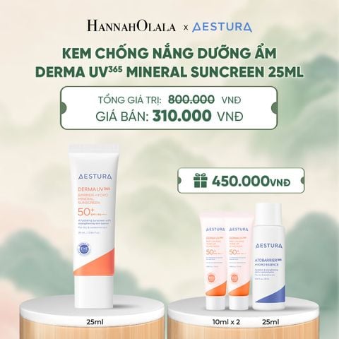  KEM CHỐNG NẮNG DƯỠNG ẨM AESTURA DERMA UV365 BARRIER HYDRO MINERAL SUNSCREEN 25ML SPF50+ PA++++ - A2182 