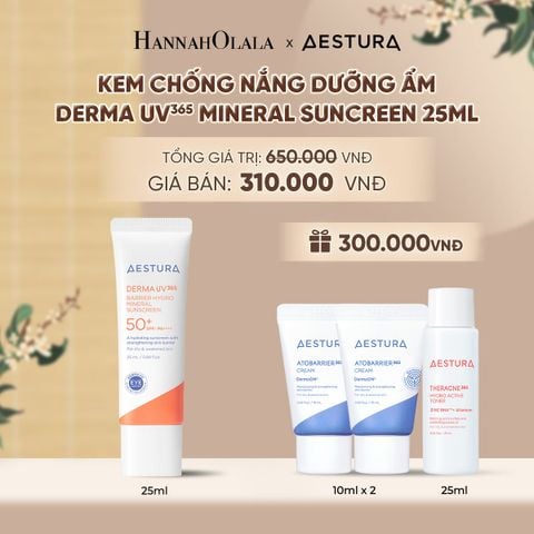  KEM CHỐNG NẮNG DƯỠNG ẨM AESTURA DERMA UV365 BARRIER HYDRO MINERAL SUNSCREEN 25ML SPF50+ PA++++ - A494 