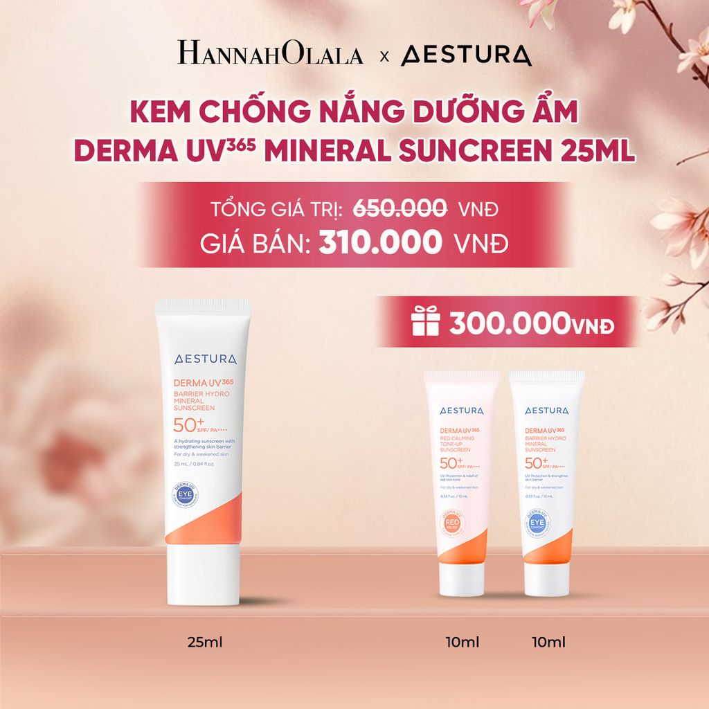  KEM CHỐNG NẮNG DƯỠNG ẨM AESTURA DERMA UV365 BARRIER HYDRO MINERAL SUNSCREEN 25ML SPF50+ PA++++ - A730 