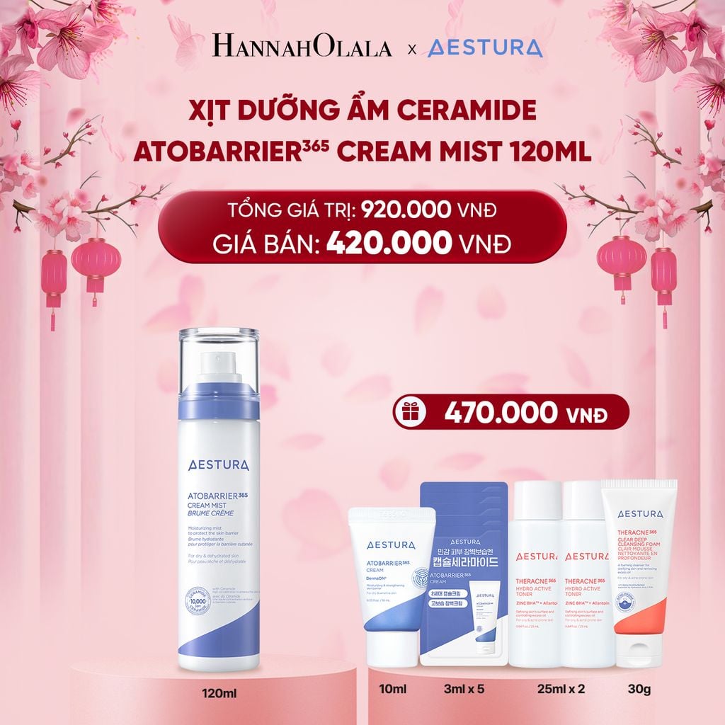  DEAL 3: XỊT DƯỠNG ẨM CERAMIDE AESTURA ATOBARRIER365 CREAM MIST 120ML 