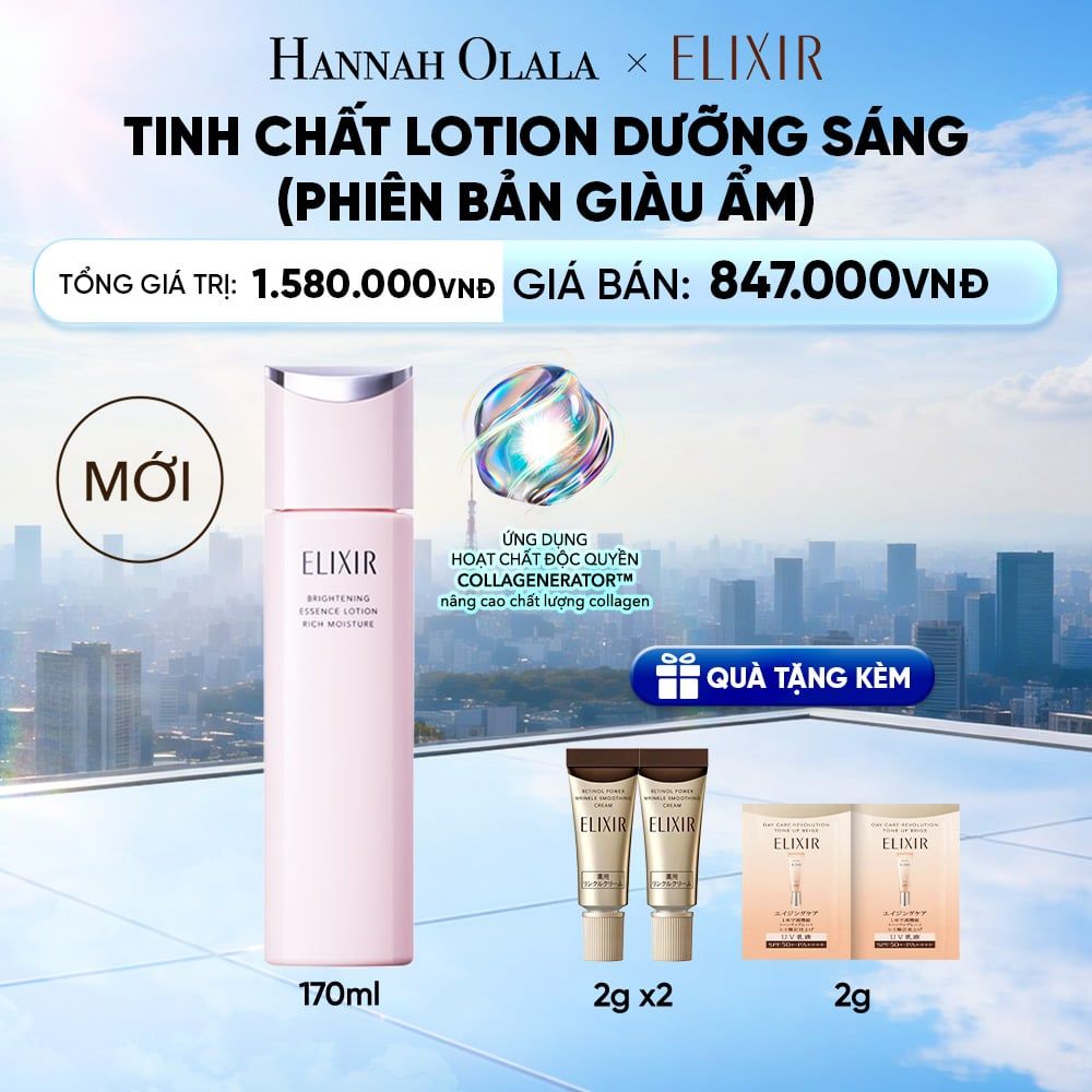  [MỚI] TINH CHẤT LOTION COLLAGENERATOR DƯỠNG SÁNG DA & NGĂN NGỪA LÃO HÓA MỚI ELIXIR BRIGHTENING LOTION RICH 170ML (PHIÊN BẢN GIÀU ẨM) - DEAL 30 