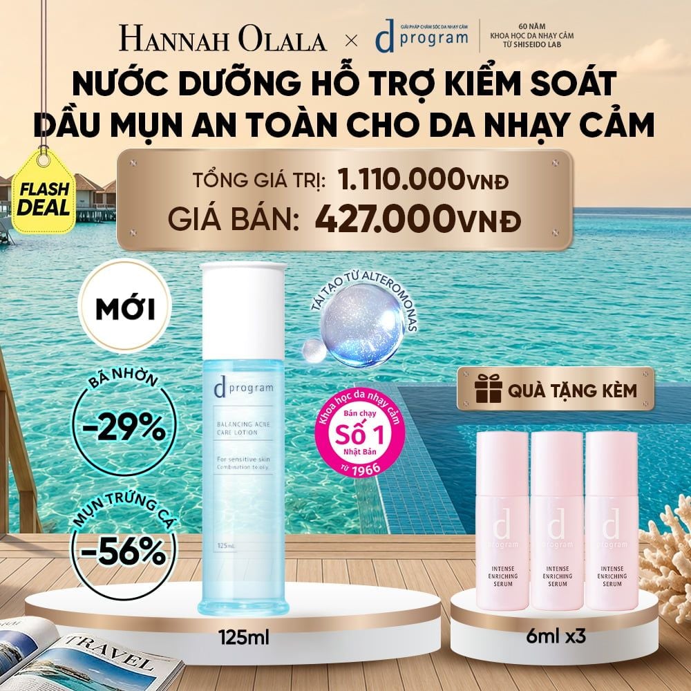  [MỚI] NƯỚC DƯỠNG ẨM KIỀM DẦU NGỪA MỤN CHO DA NHẠY CẢM DPROGRAM BALANCING ACNE CARE LOTION 125ML - DEAL 30_ D2093 