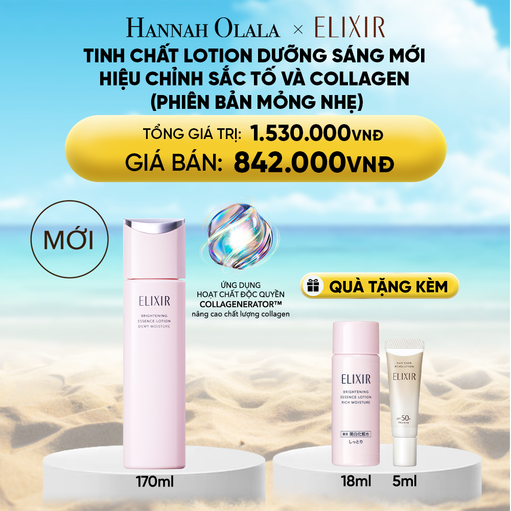  DEAL 30: [MỚI] TINH CHẤT LOTION COLLAGENERATOR DƯỠNG SÁNG DA & NGĂN NGỪA LÃO HÓA MỚI ELIXIR BRIGHTENING LOTION DEWY 170ML (PHIÊN BẢN MỎNG NHẸ) 
