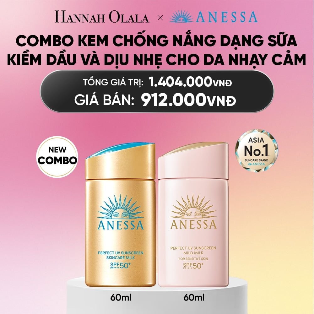  COMBO SỮA CHỐNG NẮNG DƯỠNG DA KIỀM DẦU & DỊU NHẸ AN TOÀN CHO DA NHẠY CẢM ANESSA GOLD MILK 60ML + MILD MILK 60ML - DEAL 31_A2346 