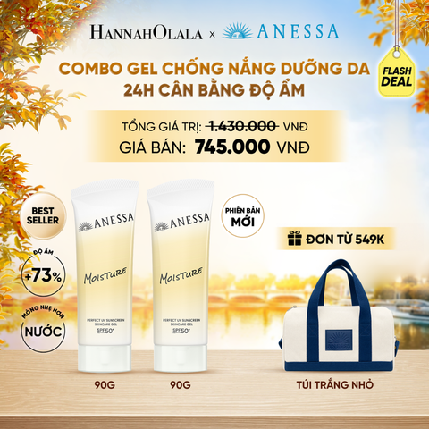  [FLASHSALE] [PHIÊN BẢN MỚI] COMBO GEL CHỐNG NẮNG DƯỠNG DA 24H CÂN BẰNG ĐỘ ẨM ANESSA MOISTURE UV GEL SPF50+ PA++++ 90GX2 - DEAL31 - E90 