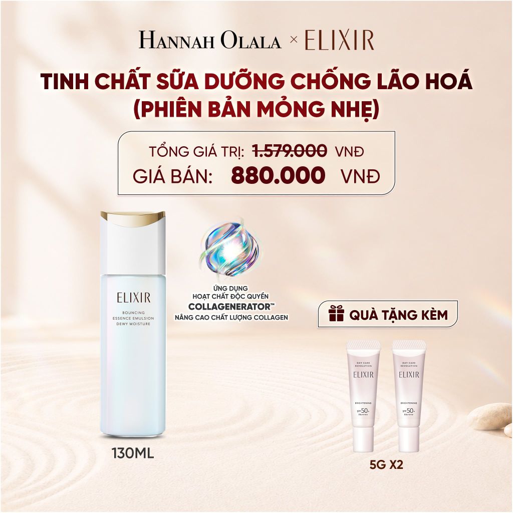  [MỚI] SỮA DƯỠNG NGĂN NGỪA LÃO HÓA DA ELIXIR BOUNCING ESSENCE EMULSION DEWY MOISTURE ba 130ML - DEAL 31 