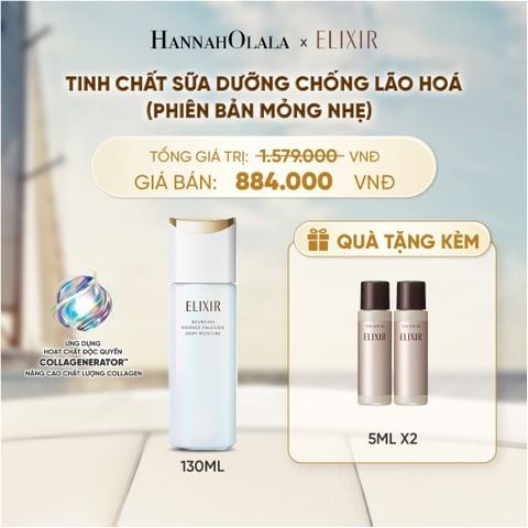  [MỚI] SỮA DƯỠNG NGĂN NGỪA LÃO HÓA DA ELIXIR BOUNCING ESSENCE EMULSION DEWY MOISTURE ba 130ML - DEAL 31 
