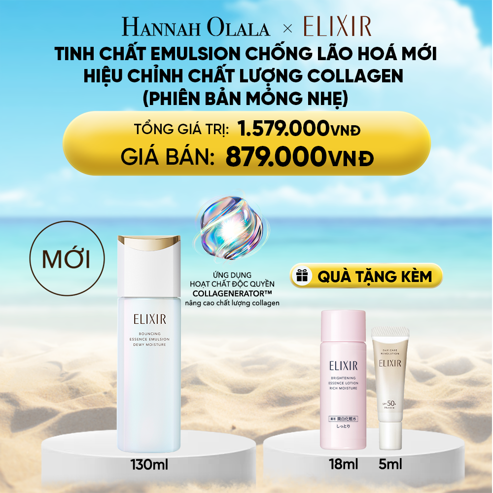  [MỚI] SỮA DƯỠNG NGĂN NGỪA LÃO HÓA DA ELIXIR BOUNCING ESSENCE EMULSION DEWY MOISTURE ba 130ML 