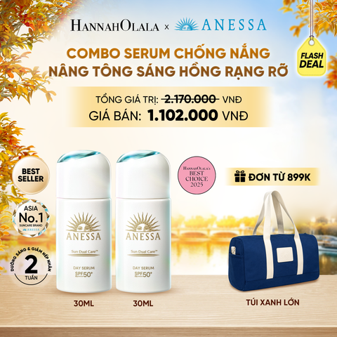  [FLASHSALE] COMBO SERUM CHỐNG NẮNG DƯỠNG DA NÂNG TÔNG NGĂN NGỪA LÃO HÓA ANESSA DAY SERUM SPF50+ PA++++ 30MLX2 - DEAL32 - E91 