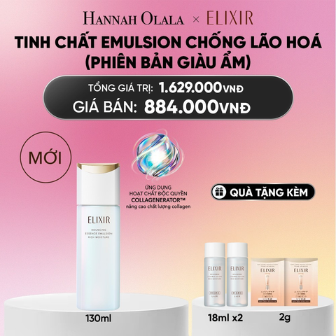  SỮA DƯỠNG NGĂN NGỪA LÃO HÓA DA ELIXIR BOUNCING ESSENCE EMULSION RICH MOISTURE BA 130ML - DEAL 32 