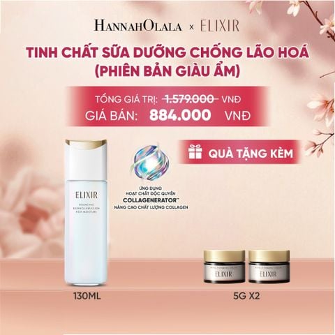  [MỚI] SỮA DƯỠNG NGĂN NGỪA LÃO HÓA DA ELIXIR BOUNCING ESSENCE EMULSION RICH MOISTURE BA 130ML - DEAL 32 - A2328 