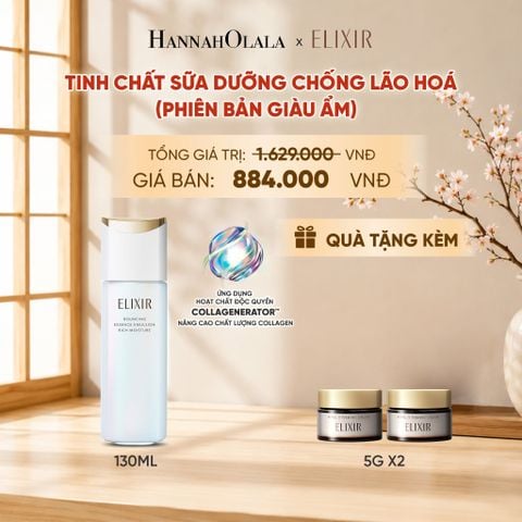 [MỚI] SỮA DƯỠNG NGĂN NGỪA LÃO HÓA DA ELIXIR BOUNCING ESSENCE EMULSION RICH MOISTURE ba 130ML - DEAL 32 