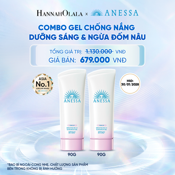  COMBO GEL CHỐNG NẮNG DƯỠNG SÁNG NÂNG TÔNG & HIỆU CHỈNH SẮC TÍM ANESSA BRIGHTENING GEL SPF50+ PA++++ 90GX2 [BAO BÌ CONG NHẸ] - DEAL 32 - C31 