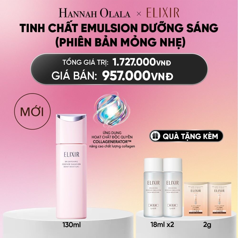  [MỚI] SỮA DƯỠNG TRẮNG & NGĂN NGỪA LÃO HÓA DA ELIXIR BRIGHTENING ESSENCE EMULSION DEWY MOISTURE CA 130ML - DEAL 33.1 