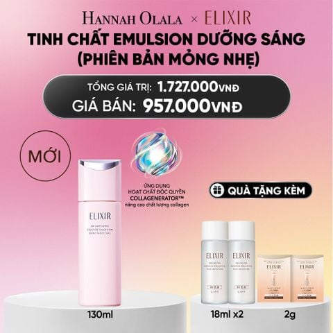  [MỚI] SỮA DƯỠNG TRẮNG & NGĂN NGỪA LÃO HÓA DA ELIXIR BRIGHTENING ESSENCE EMULSION DEWY MOISTURE CA 130ML - DEAL 33.1 