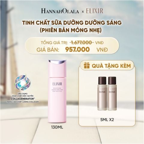  [MỚI] SỮA DƯỠNG TRẮNG & NGĂN NGỪA LÃO HÓA DA ELIXIR BRIGHTENING ESSENCE EMULSION DEWY MOISTURE ca 130ML - DEAL 33 