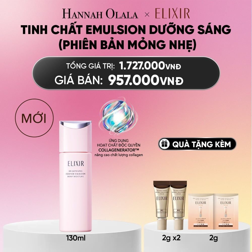  [MỚI] SỮA DƯỠNG TRẮNG & NGĂN NGỪA LÃO HÓA DA ELIXIR BRIGHTENING ESSENCE EMULSION DEWY MOISTURE CA 130ML - DEAL 33_A1660 