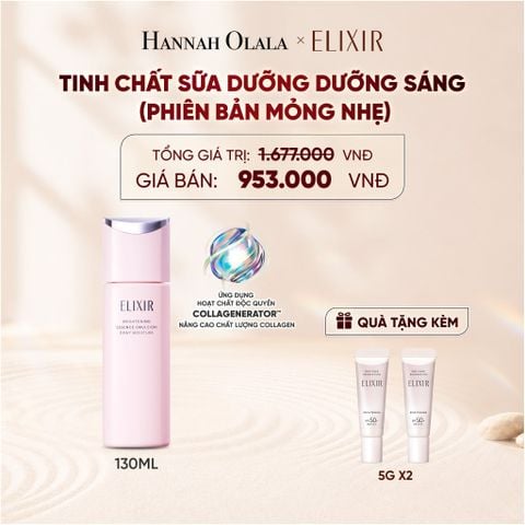  [MỚI] SỮA DƯỠNG TRẮNG & NGĂN NGỪA LÃO HÓA DA ELIXIR BRIGHTENING ESSENCE EMULSION DEWY MOISTURE ca 130ML - DEAL 33 