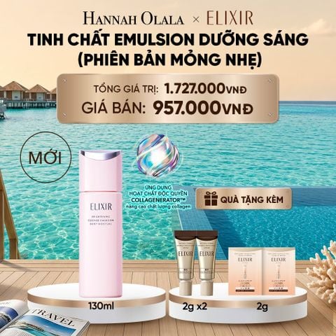  [MỚI] SỮA DƯỠNG TRẮNG & NGĂN NGỪA LÃO HÓA DA ELIXIR BRIGHTENING ESSENCE EMULSION DEWY MOISTURE ca 130ML - DEAL 33_ D2192 