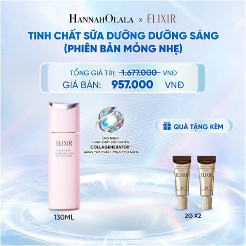  [MỚI] SỮA DƯỠNG TRẮNG & NGĂN NGỪA LÃO HÓA DA ELIXIR BRIGHTENING ESSENCE EMULSION DEWY MOISTURE ca 130ML - DEAL 33 - C90 
