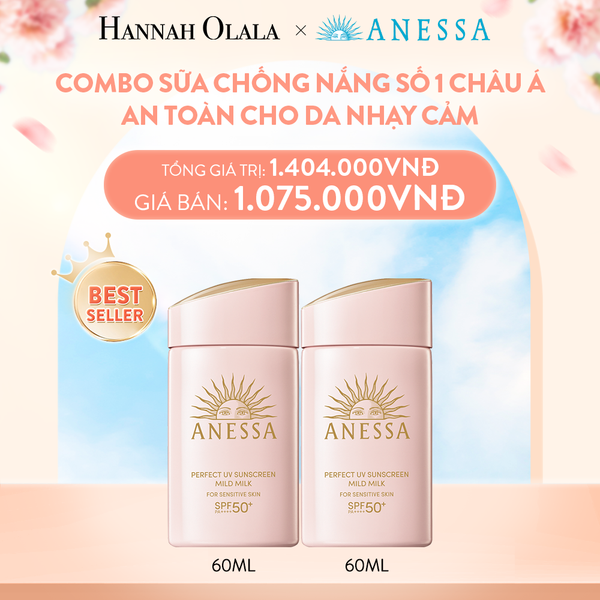  BACK UP 3: BỘ SỮA CHỐNG NẮNG DƯỠNG DA DỊU NHẸ AN TOÀN CHO DA NHẠY CẢM VÀ TRẺ EM ANESSA MILD MILK 60ML X2 