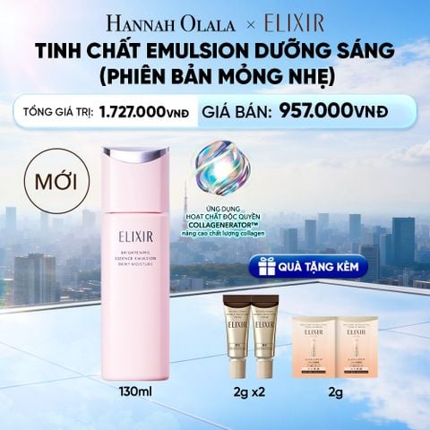  [MỚI] SỮA DƯỠNG TRẮNG & NGĂN NGỪA LÃO HÓA DA ELIXIR BRIGHTENING ESSENCE EMULSION DEWY MOISTURE ca 130ML - DEAL 33 
